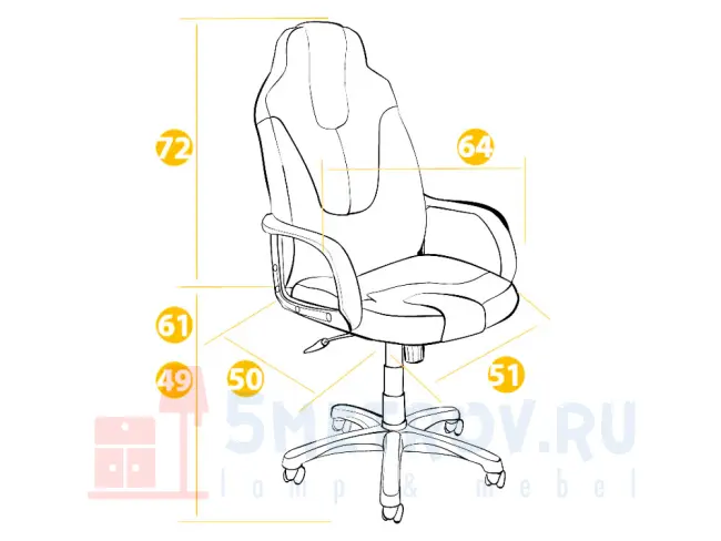 Игровое кресло Tetchair 3024 Кресло NEO (1) кож/зам, черный/бежевый, 36-6/36-34 Черный, иск. кожа / Бежевый, иск. кожа, 1210 / 1330, 500, 640