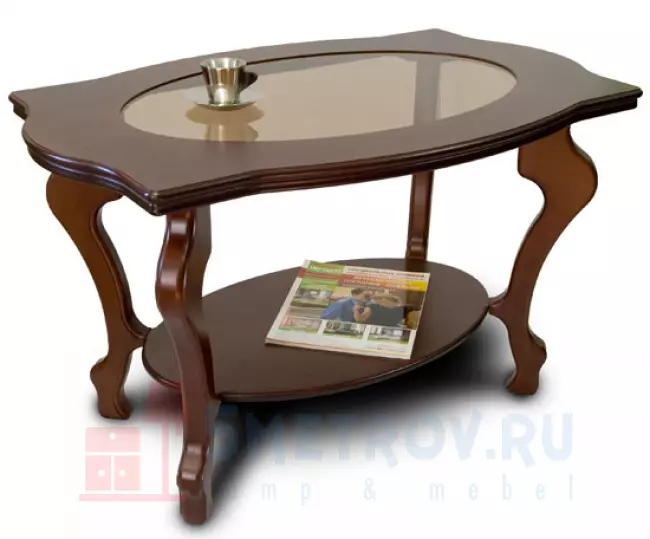 Журнальный столик Мебелик Берже-1С [Темно-коричневый] Темно-коричневый, 560, 600, 940