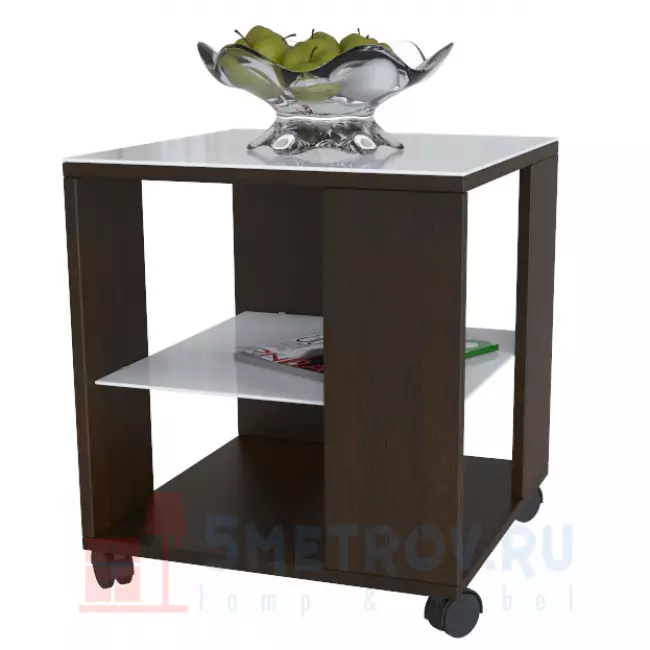 Журнальный столик Мебелик BeautyStyle 6 [Венге / Стекло белое] Венге / Стекло белое, 500, 450, 450