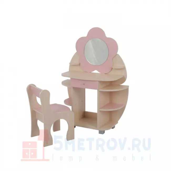 МебельСон Набор Ромашка [Дуб млечный / Розовый] Дуб млечный / Розовый, 1100, 350, 770