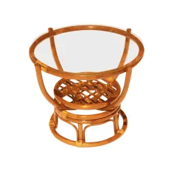 Tetchair 10886 Столик журнальный со стеклом "BENOA" 5005, Pecan (коричневый) Плетеные столы