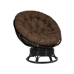 Tetchair Кресло-качалка "PAPASAN" w 23/01 B / без подушки / + Матрац для кресла "Папасан" [Орех, ротанг / Оранжевый, полиэстер] Плетеные стулья и кресла