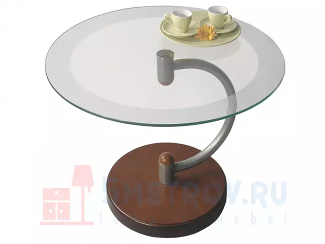 Журнальный столик Мебелик Дуэт-13Н [Средне-коричневый/<br>Прозрачное стекло] Средне-коричневый / Прозрачное стекло, 500, 600, 600