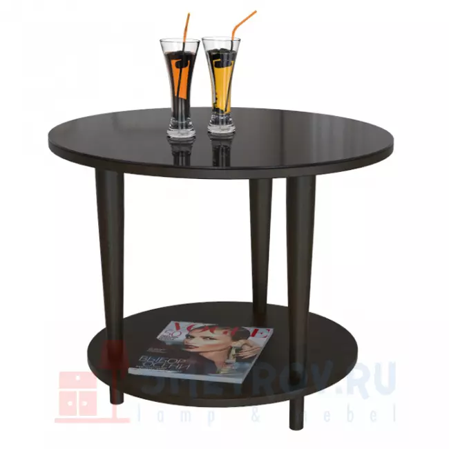 Журнальный столик Мебелик BeautyStyle 10 [Венге / Стекло черное] Венге / Стекло черное, 500, 600, 600