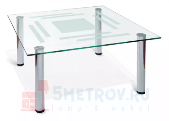 Журнальный столик Мебелик Робер-8М [Хром] Металлик / Прозрачное стекло, 430, 800, 800