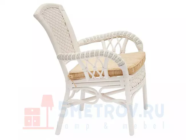 Комплект плетеной мебели Tetchair 7832 Комплект обеденный "ANDREA" ( стол со стеклом + 4 кресла + подушки), Pecan Washed (античн. орех), Ткань рубчик, цвет кремовый Античный орех, ротанг / Кремовый, ткань