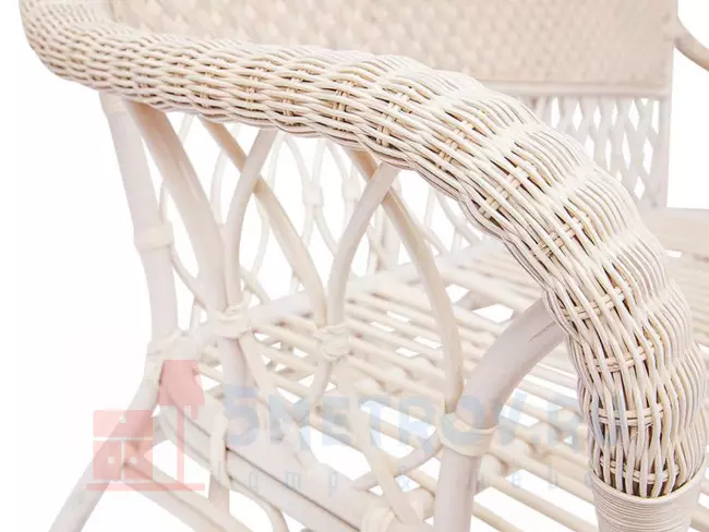 Комплект плетеной мебели Tetchair 10165 Комплект для отдыха "ANDREA" (диван + 2 кресла + журн. столик со стеклом + подушки), TCH White (белый), Ткань рубчик, кремовый Белый, ротанг / Кремовый, ткань