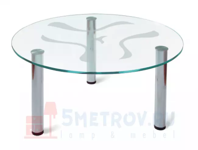 Журнальный столик Мебелик Робер-6М  [Хром] Металлик / Прозрачное стекло, 430, 800, 800