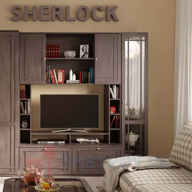 Прямые стенки Глазов Sherlock 1 (гостиная) Шкаф МЦН [Дуб Сонома] Дуб Сонома, 2107, 590, 1520