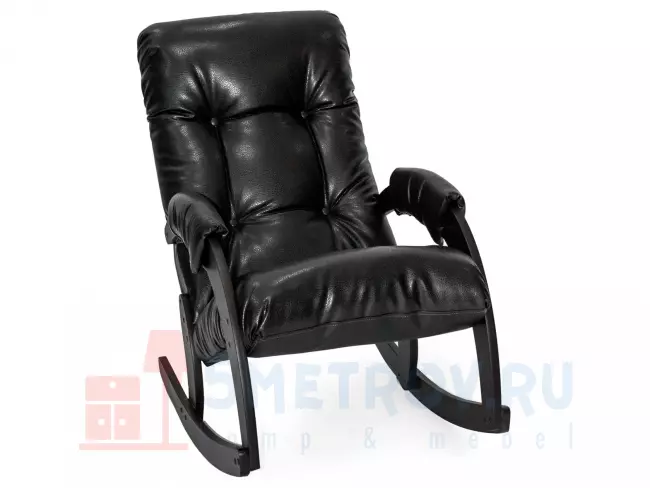 Кресло качалка Мебель Импэкс Кресло-качалка Бергамо, венге/черный (экокожа) 870, 1030, 600