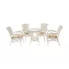 10167 Комплект обеденный "ANDREA" ( стол со стеклом + 4 кресла + подушки), TCH White (белый), Ткань рубчик, цвет кремовый