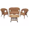 4452 Комплект для отдыха "Mandalino" 05/21 ( диван + 2 кресла + стол овальный ) ротанг, walnut (грецкий орех), плетение-банановые листья [Грец