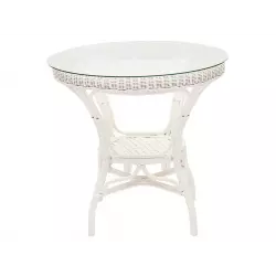 Tetchair 7832 Комплект обеденный "ANDREA" ( стол со стеклом + 4 кресла + подушки), Pecan Washed (античн. орех), Ткань рубчик, цвет кремовый Комплекты плетеной мебели