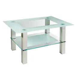 Мебелик Кристалл-2 [Алюминий / Прозрачное стекло] Журнальные столики