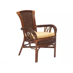 Tetchair 10167 Комплект обеденный "ANDREA" ( стол со стеклом + 4 кресла + подушки), TCH White (белый), Ткань рубчик, цвет кремовый Комплекты плетеной мебели