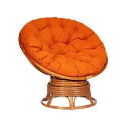 Tetchair Кресло-качалка "PAPASAN" w 23/01 B / без подушки / + Матрац для кресла "Папасан" [Орех, ротанг / Оранжевый, полиэстер] Плетеные стулья и кресла