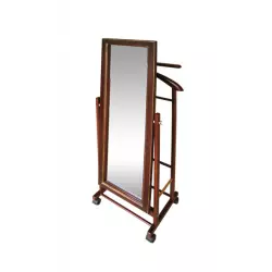 Мебелик Вешалка с зеркалом на колесах В 24Н [Средне-коричневый] Напольные