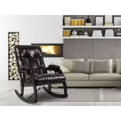 Мебель Импэкс Кресло-качалка Бергамо, венге/кофейный (экокожа) Кресла качалки