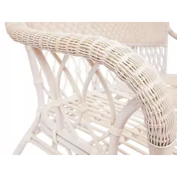 Tetchair 10165 Комплект для отдыха "ANDREA" (диван + 2 кресла + журн. столик со стеклом + подушки), TCH White (белый), Ткань рубчик, кремовый Комплекты плетеной мебели