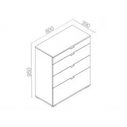 Вентал Арт Комод Лайн-1 фасады МДФ [Дуб Сонома / Белый глянец] Комоды
